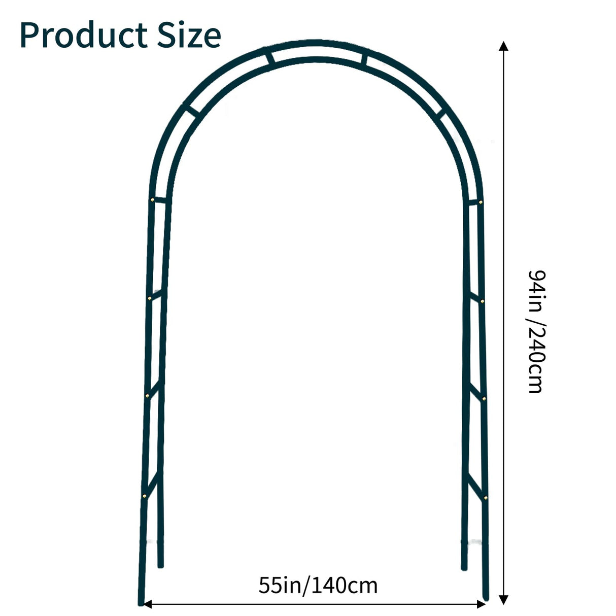 RUBFAC 94" Metal Garden Arch Trellis for Climbing Plants Outdoor, Garden Arbors and Arches, Halloween Archway for Pumpkin Balloon Rose Vines Wedding Christmas Birthday Party Decorations, Army Green