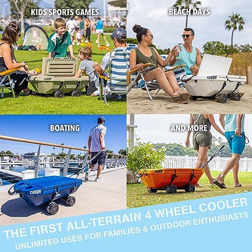 CUDDY Crawler Cooler with Wheels – 40 QT Amphibious Floating Cooler and Dry Storage Vessel - Orange, Navy, Tan, or White