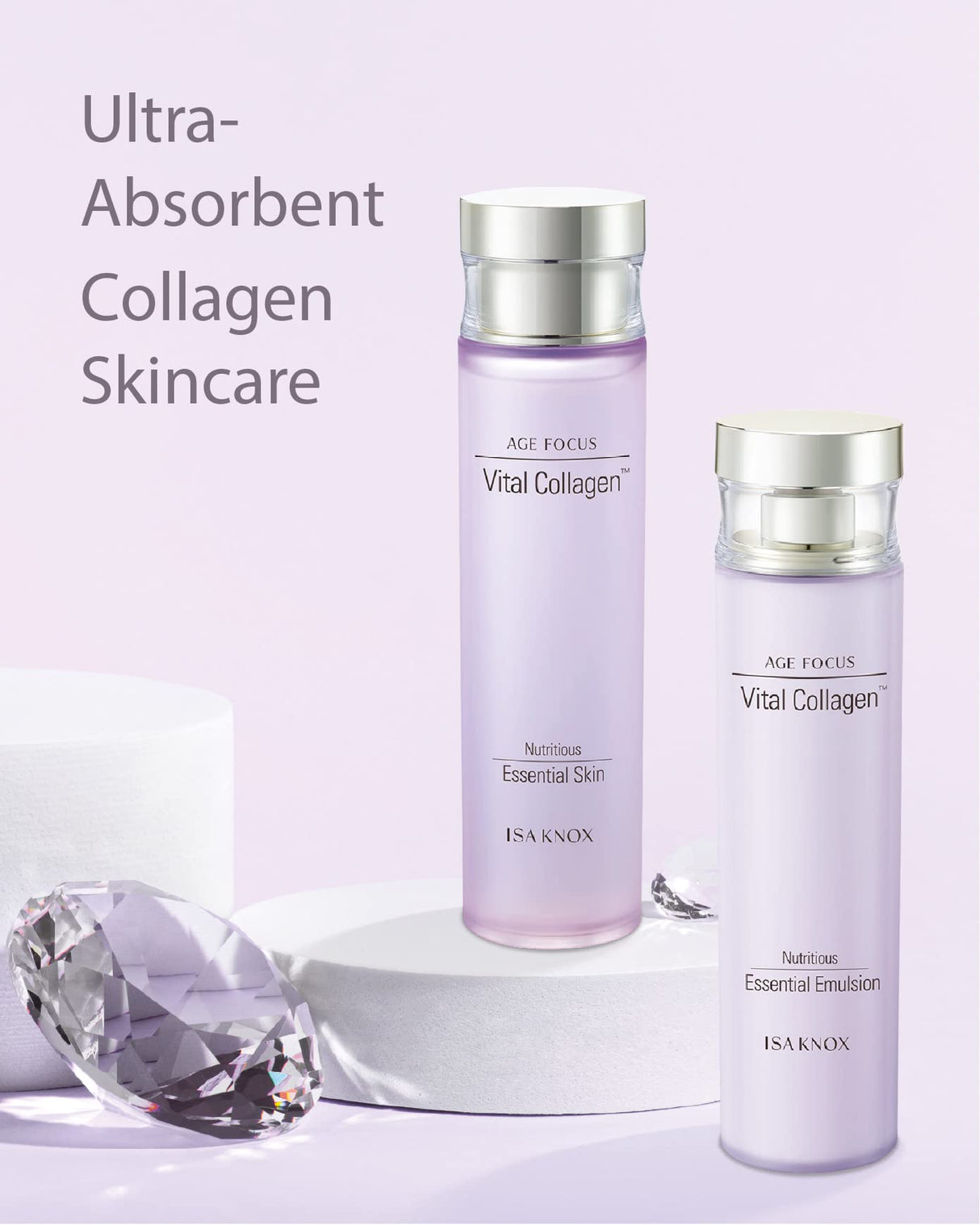 ISA KNOX AGE FOCUS VITAL COLLAGEN SKINCARE GIFT SET (370ml / 12.51 Fl Oz) - Korean Luxury Premium High-end Skin Toner, Emulsion Lotion, Cream by LG BEAUTY. Hydrolyzed Collagen,