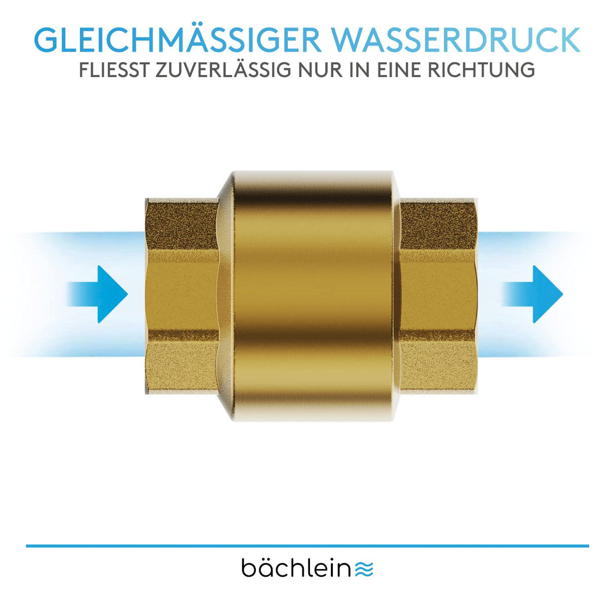Bchlein Universal Non-Return Valve - Brass Check Valve with G3/4 Inch Female Thread on Both Sides - Stainless and Watertight for Safe Drinking Water System