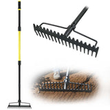 Jardineer Bow Rake Heavy Duty, Long Handle Metal Rakes for Gravel, Rocks, Lawns Leaves, Soil Leveling, Landscaping, Garden Rake with 18 Steel Tines (59 Inches)