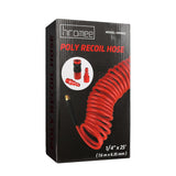 Hromee 1/4 in x 25 ft Polyurethane Recoil Air Hose with Bend Restrictors Compressor Hose with 1/4" Industrial Universal Quick Coupler and I/M Plug Kit, Red
