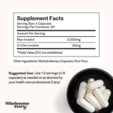 Wholesome Story Myo-Inositol & D-Chiro Inositol Supplement for Women | Fertility Supplements for Hormonal Balance & Ovarian Health Support | Myoinositol | Ideal 40:1 Ratio | 90 Servings