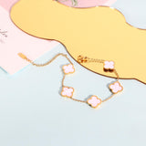 WSupikio 3PC Clover Bracelets Set 18k Gold Plated Lucky Clover Bracelet Women Adjustable Link Bracelets Cute Gold Jewelry (Gold)