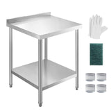 HXCFYP NSF Stainless Steel Table for Prep & Work with Backsplash 24x18 Inches, Metal Commercial Kitchen Table with Under Shelf and AdjustableTable Foot for Restaurant, Home and Hotel