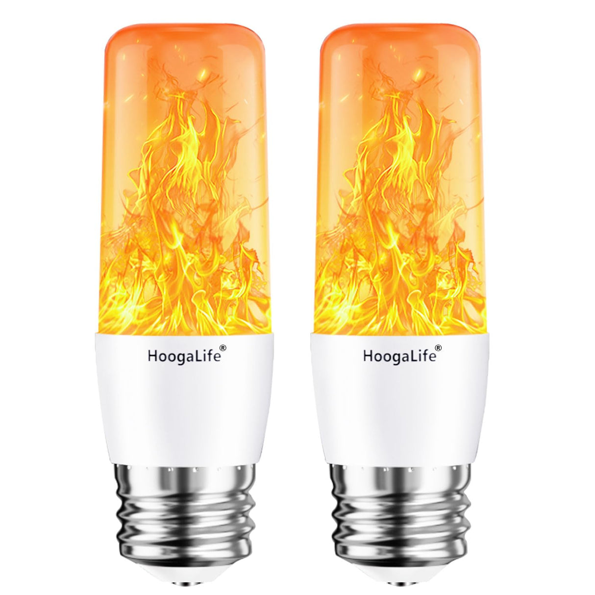 HoogaLife Flame Light Bulbs, Warm Flickering Light Bulbs Effect of Real Fire, E26 Led Flame Light Bulb for Christmas, Halloween, Party Patio Porch Home Holiday Indoor & Outdoor Decorations-2 Pack