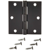 Amazon Basics Interior Door Hinges, Square, 3.5 x 3.5 Inch, Matte Black, Pack of 12