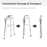 Drive Medical Deluxe 2-Button Folding Walker, Lightweight Walkers for Seniors and Adults, 350 lb. Weight Capacity, Silver