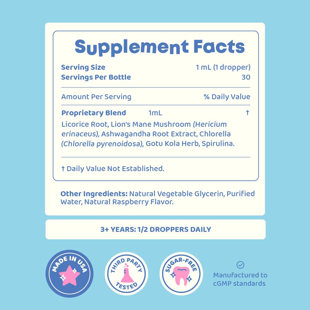 JoySpring Lions Mane for Kids | Speech Delay Supplement for Kids & Toddlers | Lion’s Mane Mushroom, Gotu Kola & Ashwagandha for Speech Therapy & Cognitive Support – Easy-Take Liquid | LingoLeap Herbal