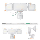 LEPOWER LED Security Lights Motion Sensor Light Outdoor, 38W 4200LM Light, 5500K, IP65 Waterproof, 3 Head Detected Flood Light for Garage, Yard, Porch (White)