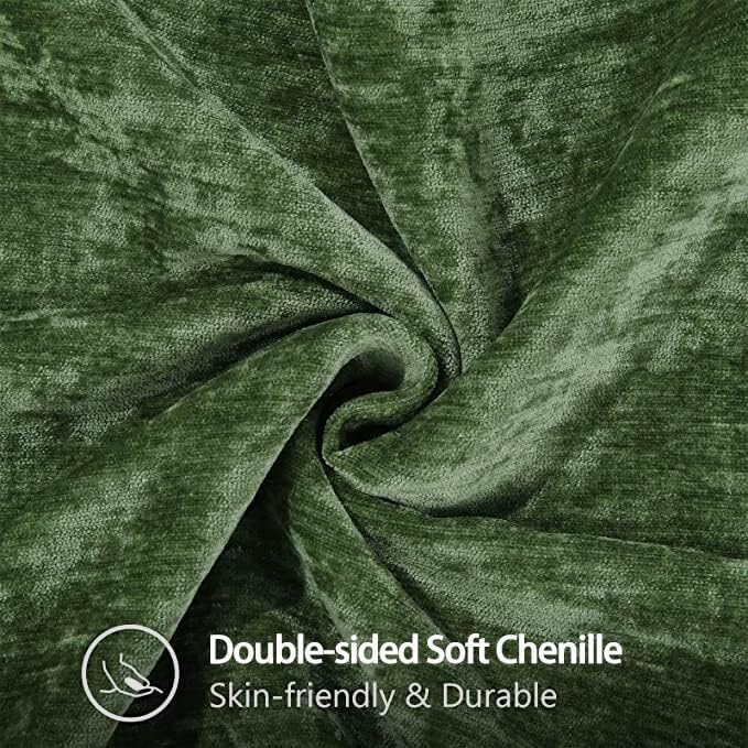 decorUhome Christmas Chenille Soft Throw Pillow Covers 24x24 Set of 2, Farmhouse Velvet Neutral Decorative Euro Fall Pillow Covers with Stitched Edge for Couch Sofa Bed Home Decor, Forest Elf