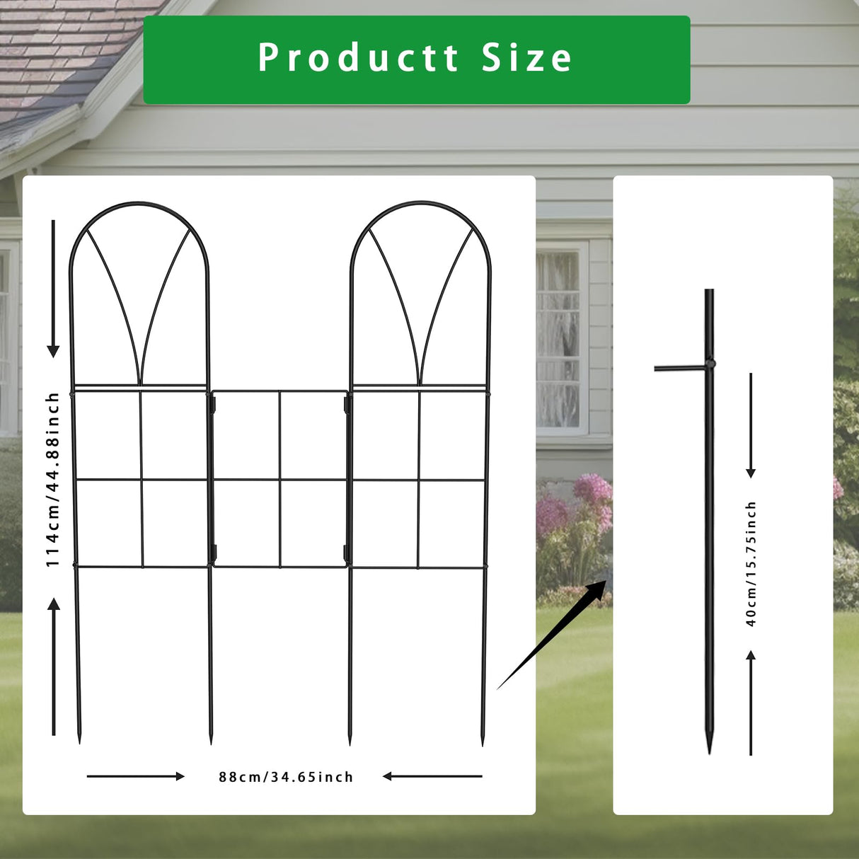 2 Pack 45" Metal Garden Trellis for Climbing Plants, Adjustable Angles