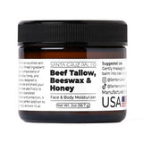 Santa Cruz Paleo Beef Tallow for Skin, Grass Finished & Grass Fed Beef Tallow and Honey Balm Body & Face Moisturizer, Organic Beeswax and Organic Honey, Light Scent, Moisturizing Natural Formula, 2 Oz