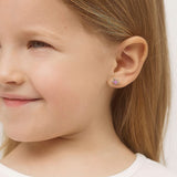 In Season Jewelry CZ Flower Kids Earrings - 925 Sterling Silver (Pink)