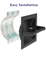 WZKALY Matte Black Recessed Toilet Paper Holder for Large Rolls, Pivoting Black Toilet Paper Holder Wall Mount Stainless Steel, in Wall Toilet Paper Holders Black, Bathroom Toilet Paper Wall Holder