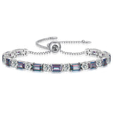 ETERMBOL Birthstone Tennis Bracelets for Women White Gold Sterling Silver Gemstone Bracelets Adjustable Chain 6-9 Inchs Jewelry Anniversary Birthday Gifts for Women Mom Wife Her