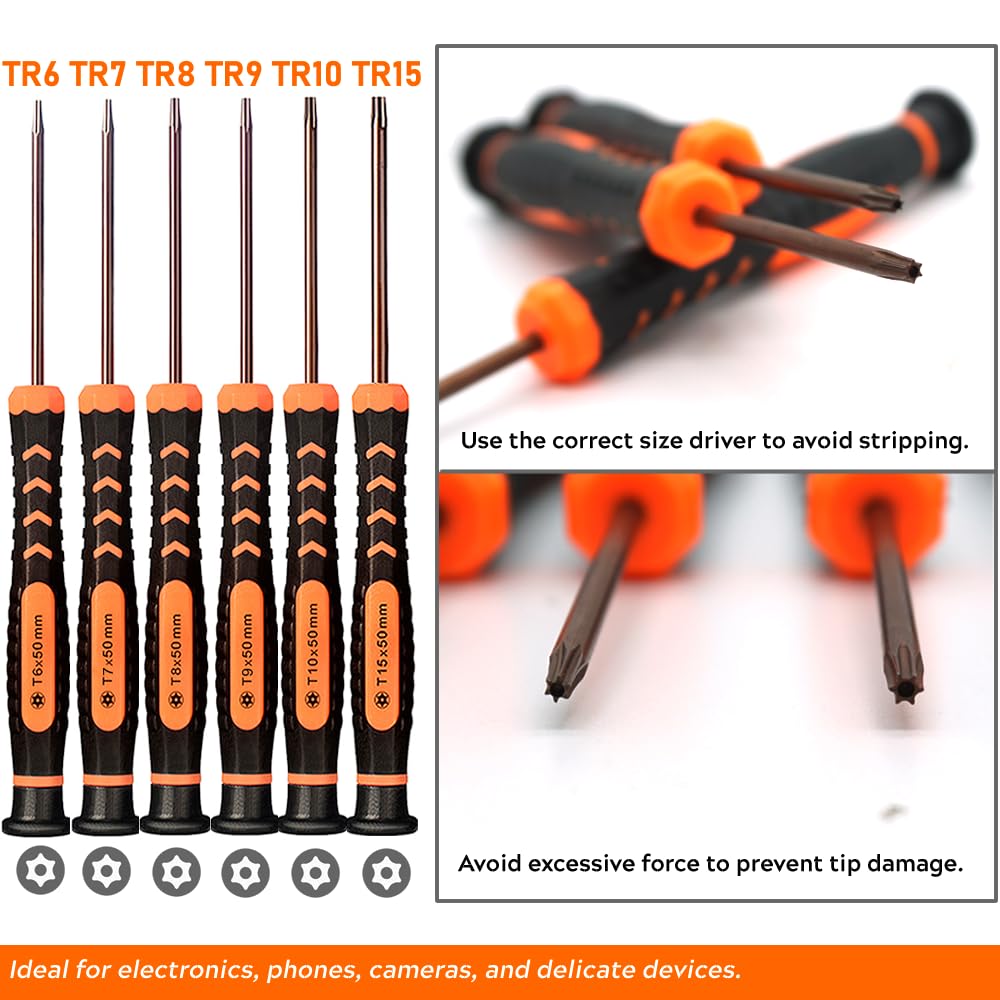 Torx Screwdriver Set of T2-T15, TECKMAN 10-Piece Magnetic Small Torx Security Screwdrivers with T2 T3 T4 T5 T6 T7 T8 T9 T10 T15 Star Screwdriver Tool Kit for Xbox,PS3,PS4,Knife,Computer & Other Device