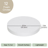 Crafare 8 Inch Foam Circles for Crafts 12pcs Round Foam Discs 1 Inch Thick for Cake DIY Projects Wedding Holiday Christmas Crafts Making and School Modeling