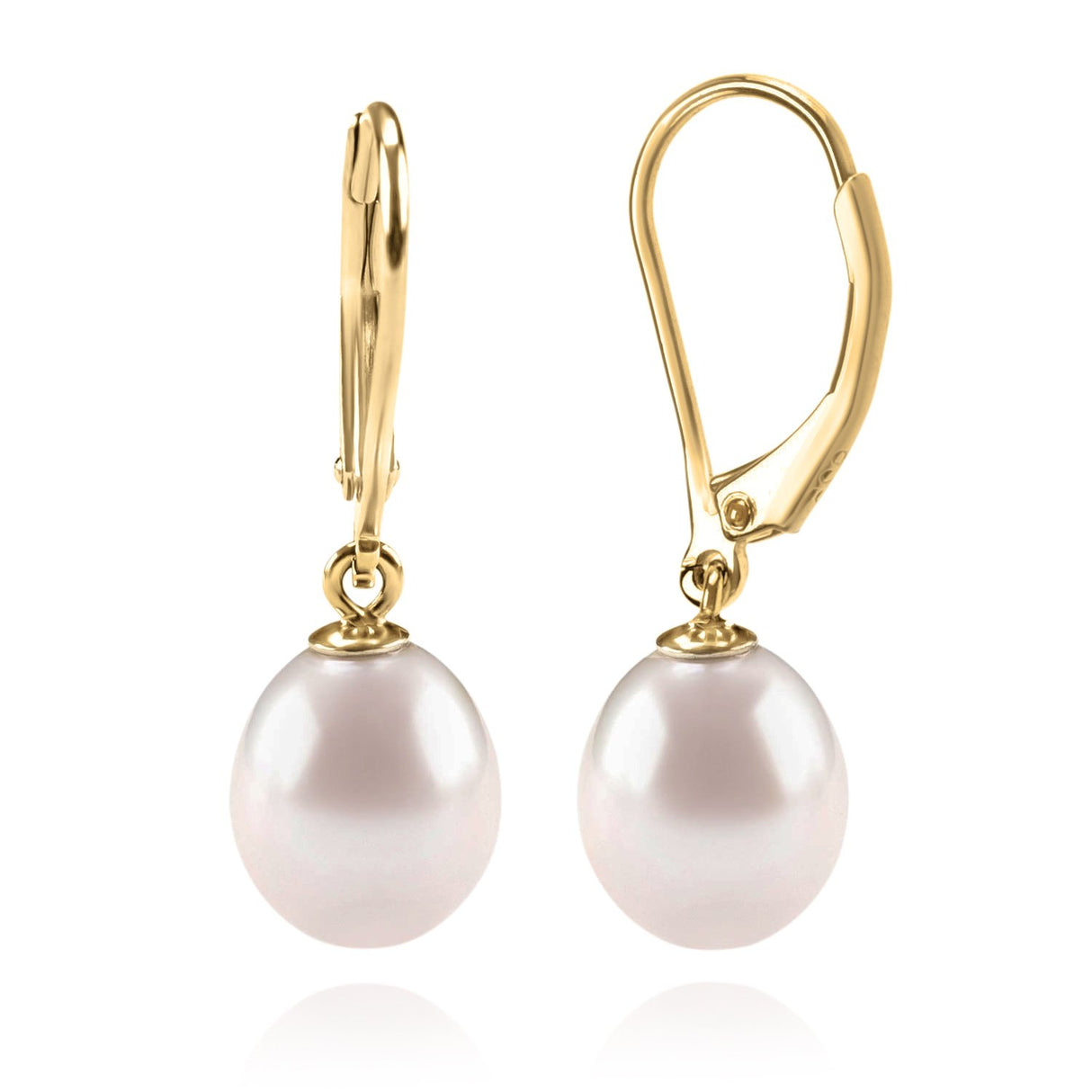 PAVOI Drop Earrings for Women, 14K Gold Plated, Yellow Gold, Size 7, Pearl