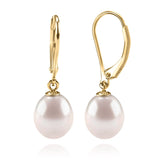 PAVOI Drop Earrings for Women, 14K Gold Plated, Yellow Gold, Size 7, Pearl