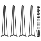 VEVOR Hairpin Table Legs 20" Black Set of 4 Desk Legs 880lbs Load Capacity (Each 220lbs) Hairpin Desk Legs 3 Rods for Bench Desk Dining End Table Chairs Carbon Steel DIY Heavy Duty Furniture Legs