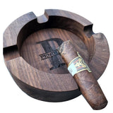 Cigar Ash Trays for Men Dad Home Ashtrays Personalized Walnut Wooden Outdoor Cigar Ash Tray With Name Cigar Accessories for Husband Grandpa Groomsmen Fathers Day Birthday Anniversary Christmas Gifts