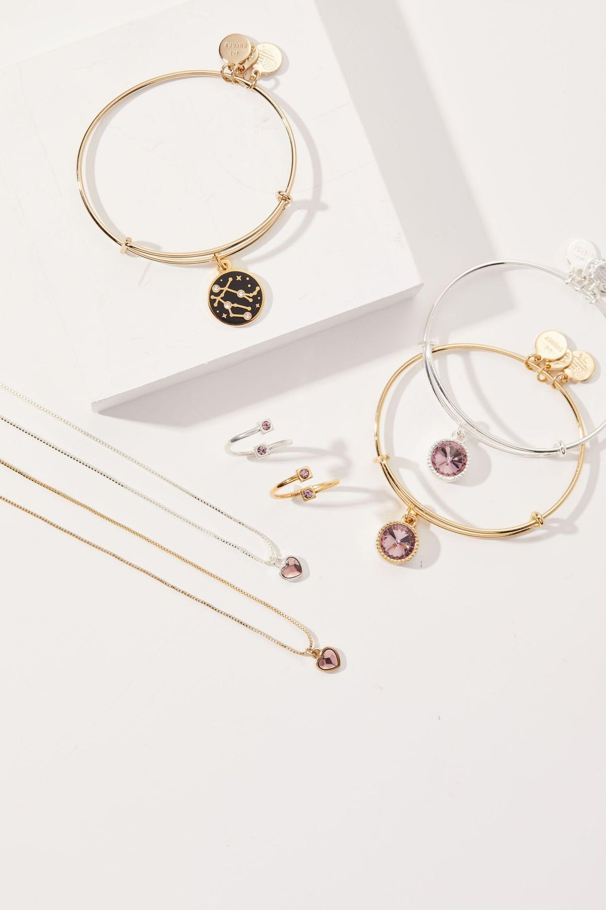 ALEX AND ANI Birthstones Expandable Bangle for Women, June, Pink Light Amethyst Crystal, Shiny Gold Finish, 2 to 3.5 in