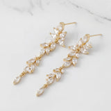 SWEETV Marquise Cubic Zirconia Dangle Earrings for Women, Crystal Wedding Bridal Drop Earrings for Brides Bridesmaids, 18K Gold Plated Chandelier Earrings for Anniversary Prom Jewelry Gift, Style01