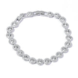 ZOEY Angelic Tennis Bracelet - 18K White Gold Plated 7.3-8.3in, 8mm (1/3 inch) Wide with Detachable Extender, Adjustable Women's Jewelry