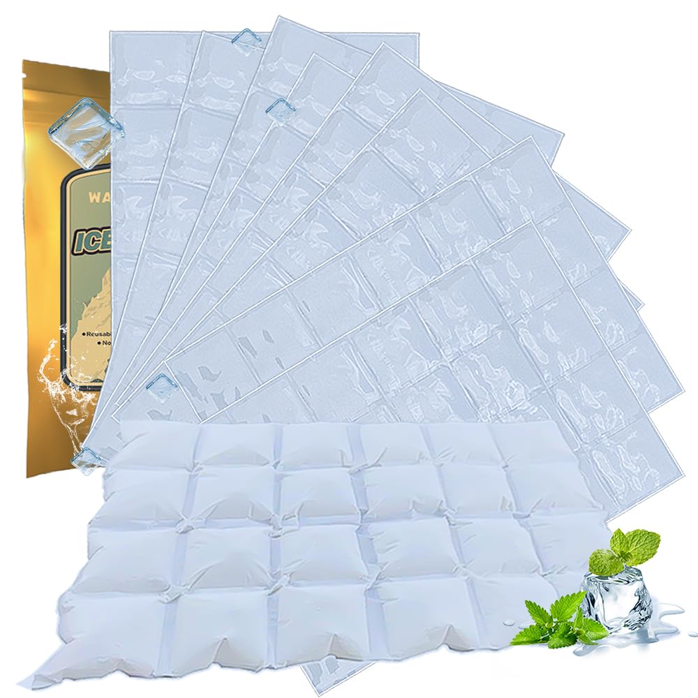 WAQIWARON Ice Sheets for Coolers Reusable - Ice Pack Sheets - Ice Mat with Flexible 96 Ice Cube Packs - Ice Blanket Large Flat Freezer Long Lasting Ice Packs for Cooler