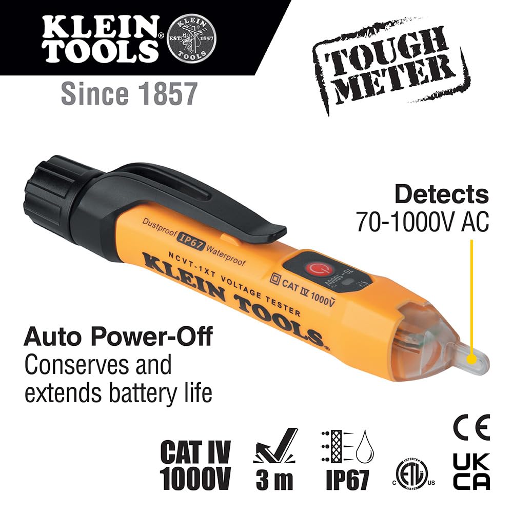 Klein Tools 69149P Electrical Test Kit with Digital Multimeter, Non-Contact Voltage Tester and Electrical Outlet Tester, Leads and Batteries