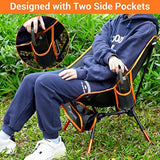 Sportneer Camping Chairs: 3 Heights Adjustable Folding Chairs for Outside with 2 Side Pockets - Compact & Portable Lawn Chairs for Backpacking, Camping, Hiking, Picnic and Travel (2, Orange)