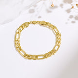 AHSIWC 14K Gold Bracelets for Women & Men Trendy Dainty 7mm Figaro Bracelet for Men Hypoallergenic Gold Chain Bracelet for Women Jewelry Gifts