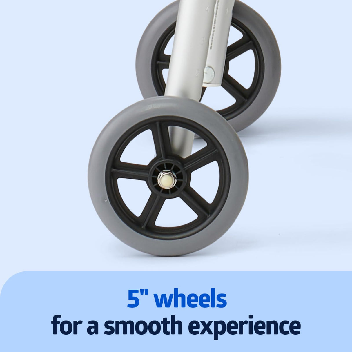 Medline Lightweight Two Button Folding Walker with 5" Wheels, Aluminum Frame Supports up to 300 lbs