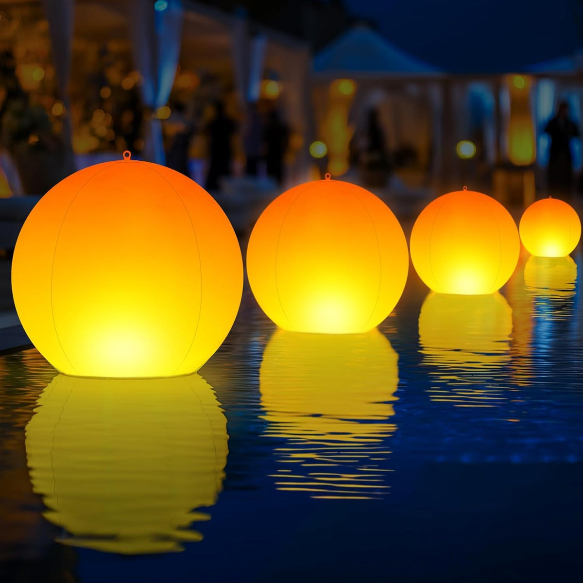 Inflatable Solar Floating Pool Lights，14" Flame Solar Pool Light Balls-4PCS