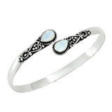925 Silver Plated Natural Moonstone Cuff Bracelet for Women