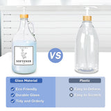 2 Pcs Glass Laundry Detergent Dispenser Bottle, Liquid Laundry Soap Dispenser for Laundry Room, 64oz Detergent Bleach Softener Dispenser for Farmhouse Decor, Includes Bamboo Pumps Tray Funnel Labels