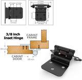 Chibery 3/8 Inch Inset Cabinet Hinges, 25 Pairs(50 Pack) Self Closing Flush Face Mount Hinges with Door Bumper, Variable Decorative Hardware for Bathroom, Furniture, Kitchen Cabinet Doors, Matte Black
