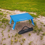 Ultralight Aluminum Mini Table, Foldable Small Beach Table with Retractable Legs, 66lbs/30kg Weight Capacity, Suitable for Picnic Camping Outdoor Hiking(Blue)