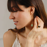 Aqua Green Dangle Earrings for Women - Long Boho Faux Druzy Threader Drops