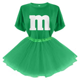 FONYFA Letter M Halloween Costumes T-Shirt Tutu Skirts, Team Group T-Shirt, Funny Costumes for Halloween Christmas Party Costume
