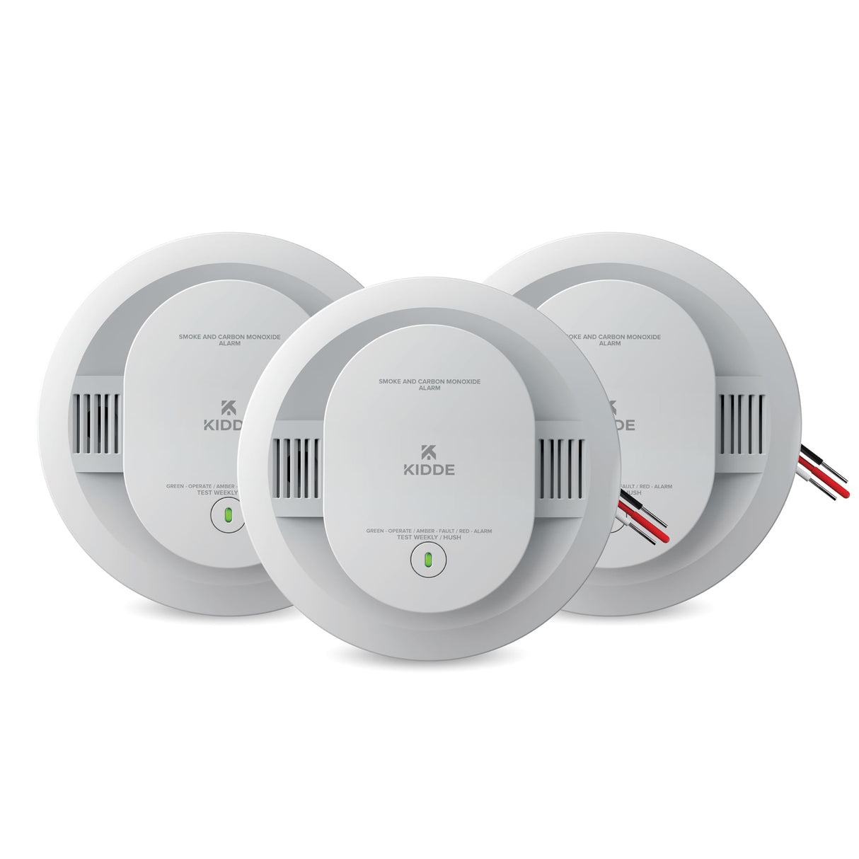 Kidde Hardwired Smoke & Carbon Monoxide Detector for Home, Voice Alerts, 2 AA Battery Backup, 3-Pack