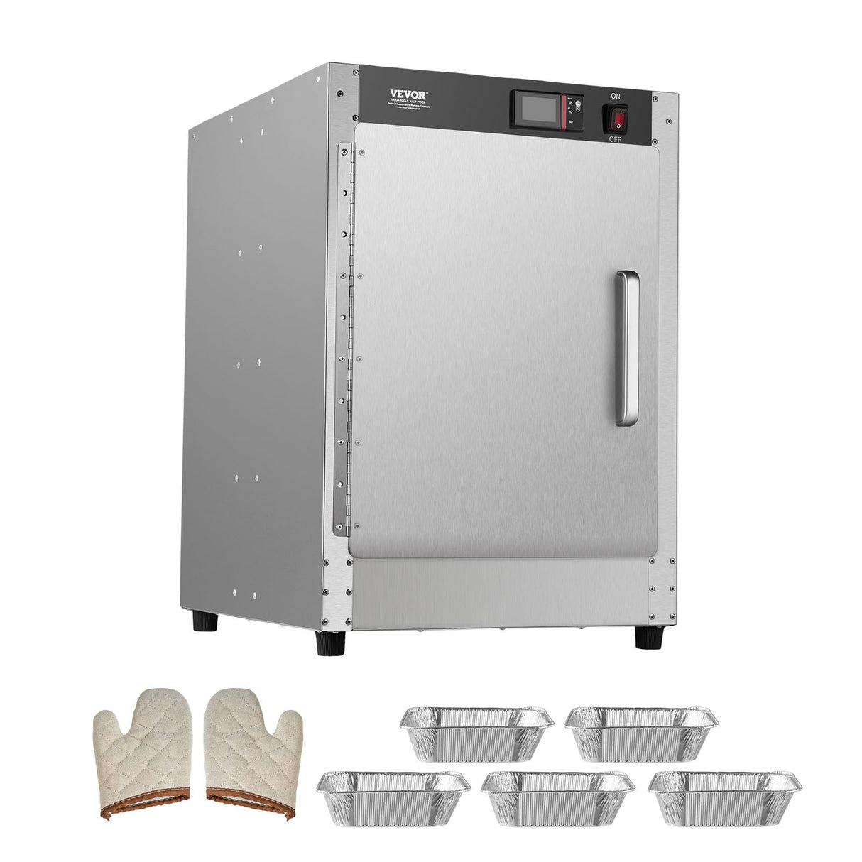 VEVOR Hot Box Food Warmer, 5-Tier Concession Warmer with Water Tray, 5 Pans, Single-Door and Adjustable Shelves, Stainless Steel Food Warmer Cabinet, Ideal for Storing Pizza, Chicken, Restaurant