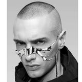 L'VOW Silver Metal Half Mask Face Chain Jewelry Cyborg Accessories, S1