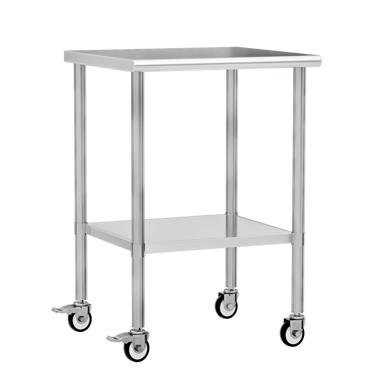 Chingoo Stainless Steel Work Table with Wheels, 24x24 Inch NSF Kitchen Prep Table with Adjustable Undershelf for Commercial Restaurant, Garage, Outdoor BBQ