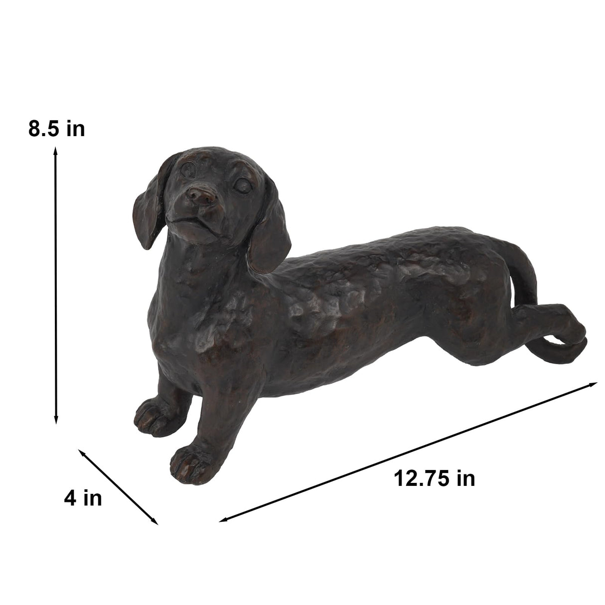 LC LCdecohome Dog Statues Outdoor Dachshund Décor - Wiener Dog Garden Statue Made of Resin Material Sausage Statue Dark Brown 12.75 * 4 * 8.5 inch for Patio Lawn Yard Porch Garden Gift Figurine
