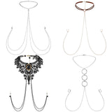 Bonuci 4 Pcs Non Piercing Bra Body Chain with Necklaces Body Chain Non Piercing Adjustable Bra Jewelry(Classic Style)