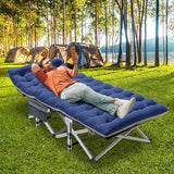 ABORON Folding Camping Cot W/Mat for Adults, Heavy Duty Outdoor Bed with Carry Bag,1200 D Layer Oxford Travel Camp Cots