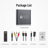 ByDiffer 4K Ultra HD Digital Media Player, TV MP4 Video Player for USB Drive/Micro SD Card, H.265/HEVC, Digital Signage, Auto Playback, HDMI/AV/Optical Output (Grey)