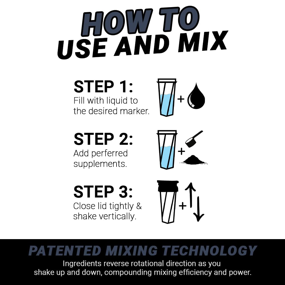 HELIMIX 2.0 Vortex Blender Shaker Bottle Holds upto 28oz | No Blending Ball or Whisk | USA Made | Portable Pre Workout Whey Protein Drink Shaker Cup | Mixes Cocktails Smoothies Shakes | Top Rack Safe